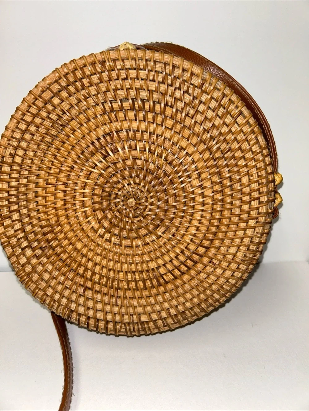 Round Rattan‎ Crossbody Purse Bag Boho Straw 8” Woven Circle Beach BOHO Summer